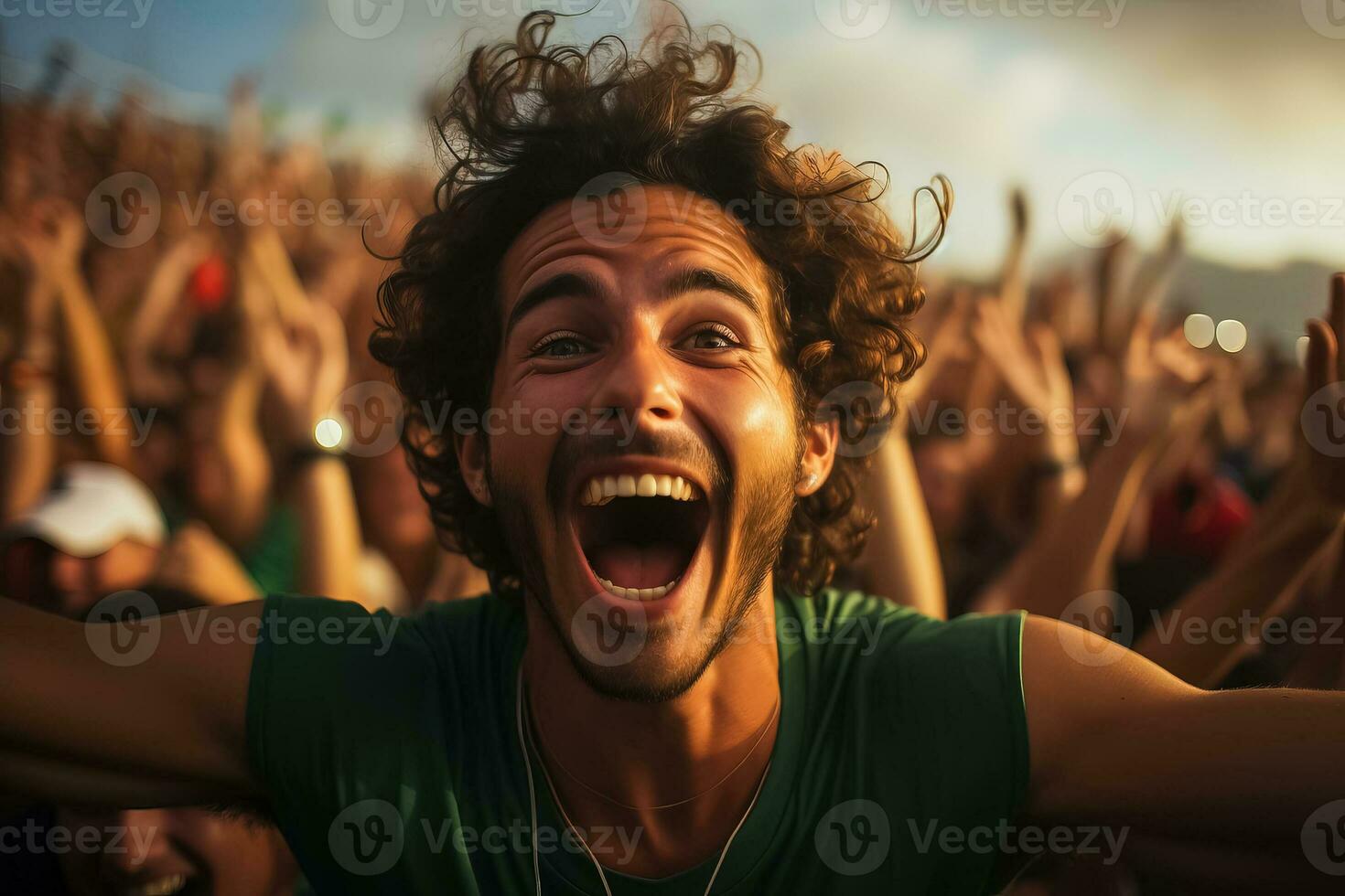 Portuguese beach soccer fans celebrating a victory photo