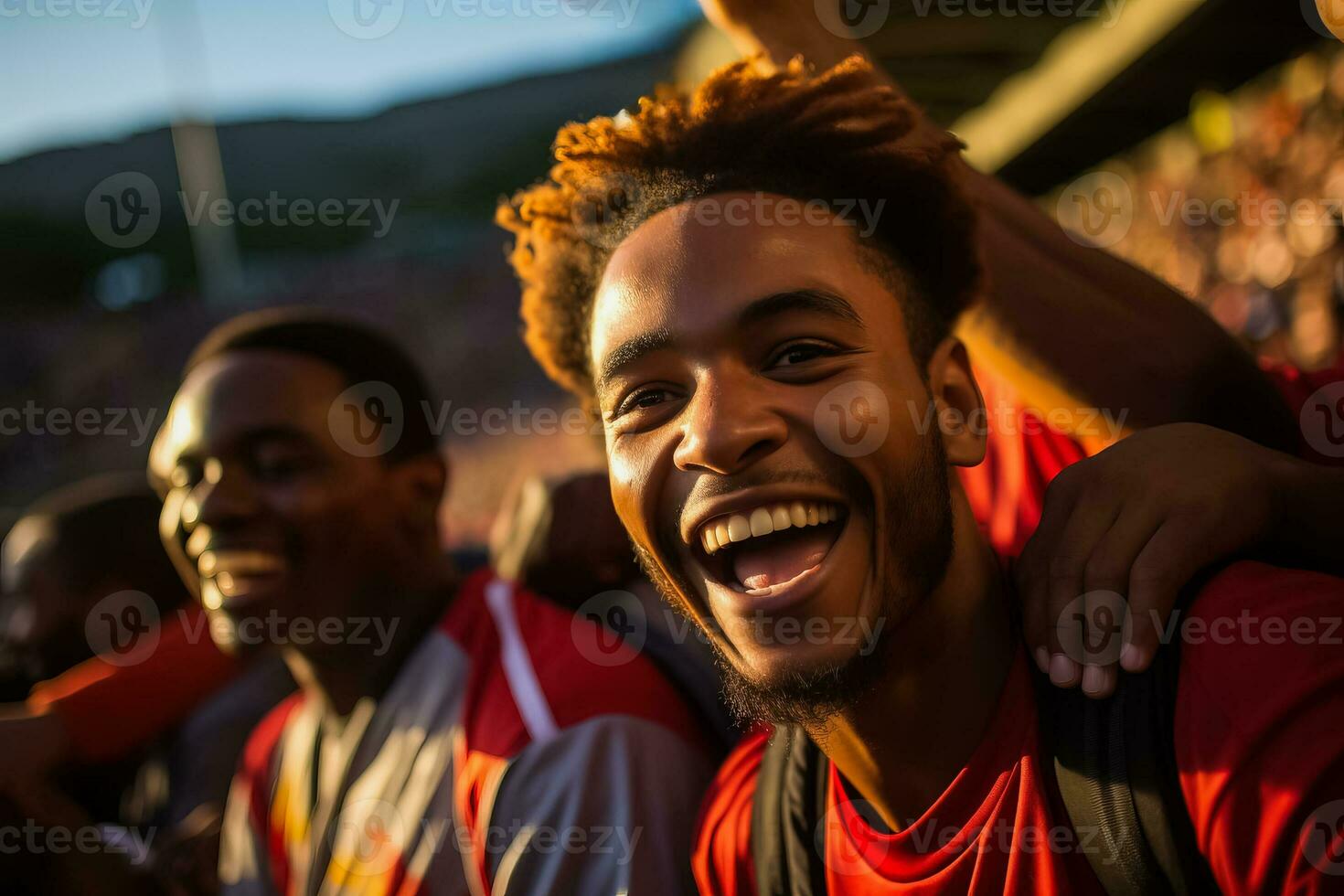 New Caledonian football fans celebrating a victory photo
