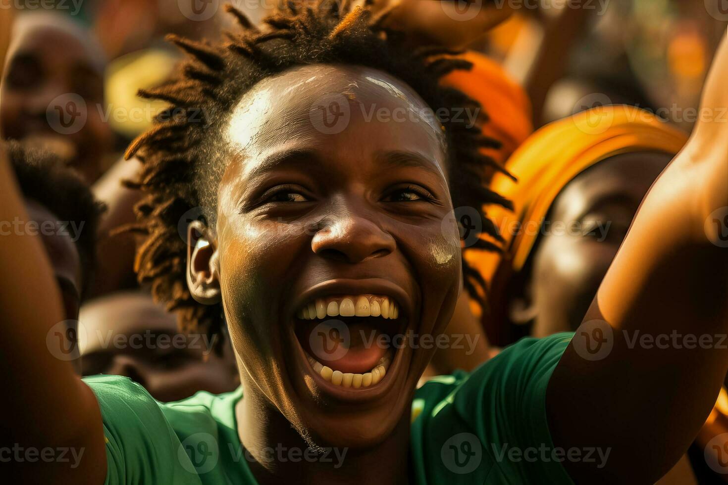Burkinabe football fans celebrating a victory photo