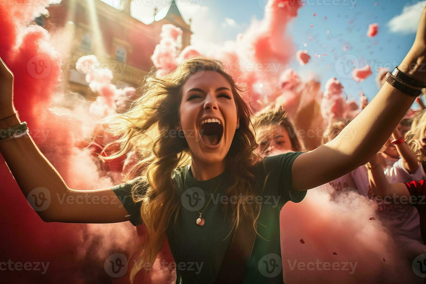 Belarusian beach soccer fans celebrating a victory photo