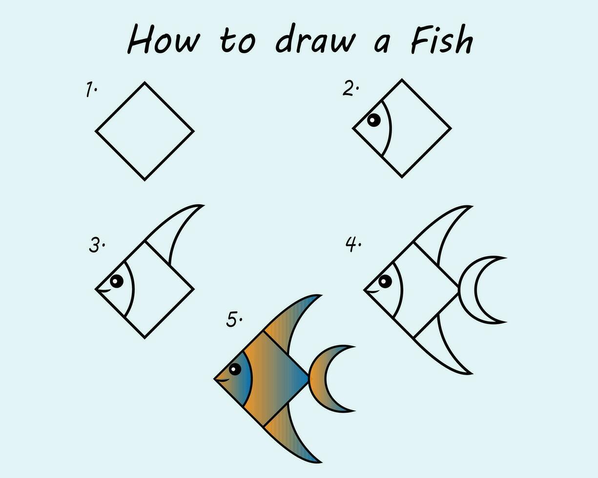 Step by step to draw a Fish. Drawing tutorial a Fish. Drawing lesson