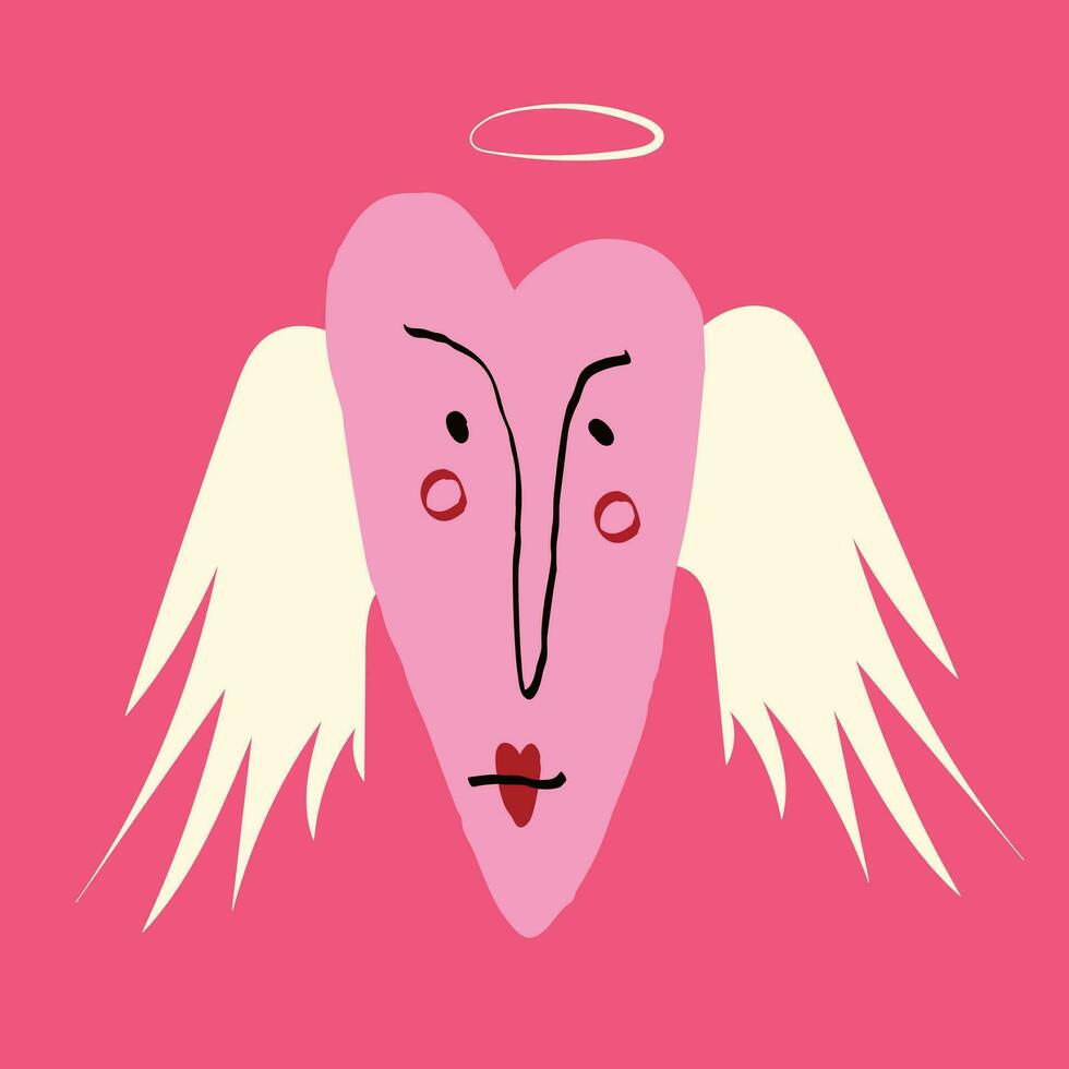 Funny quirky strange valentine heart with a wings vector