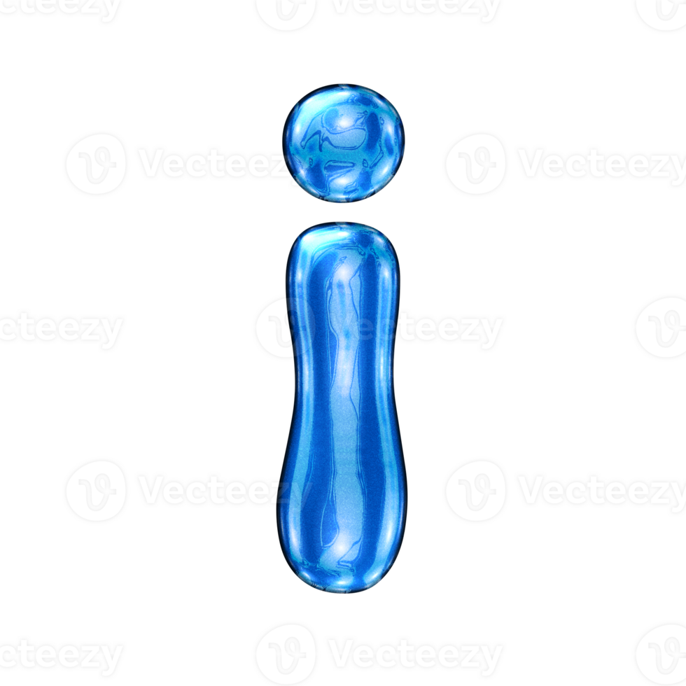 I font alphabet with y2k liquid sea blue chrome effect png