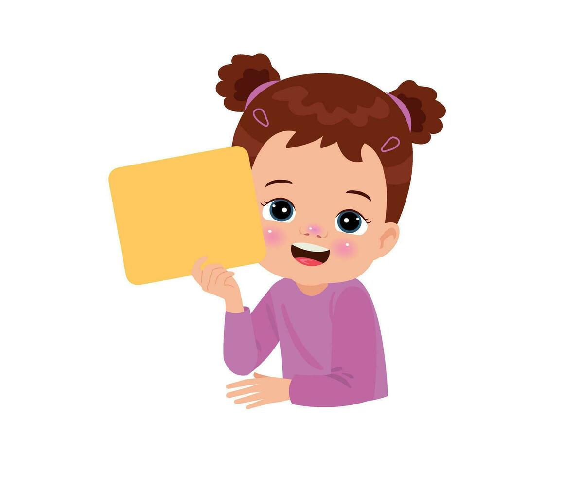 cartoon girl holding blank paper vector