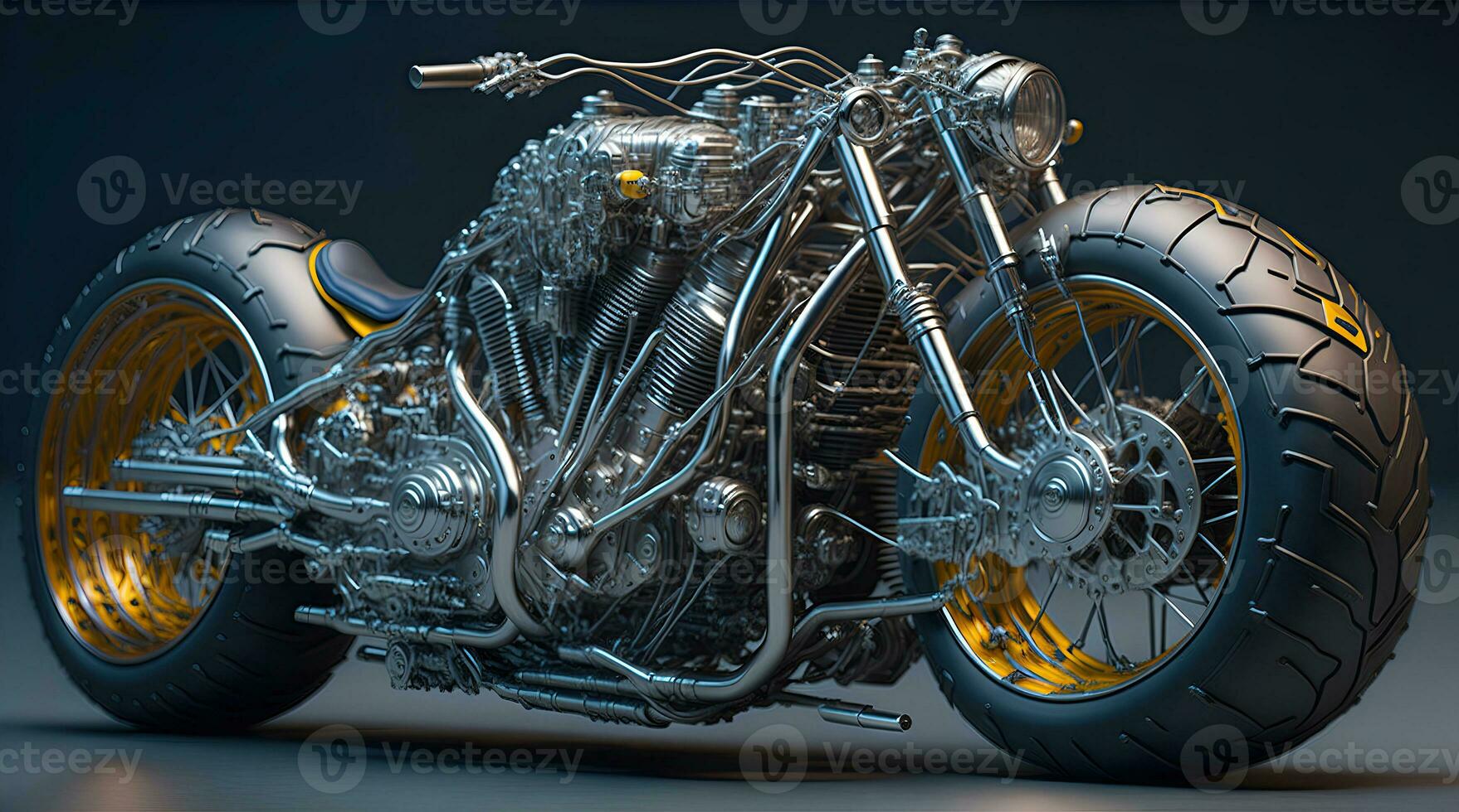 Conceptual design of A custom motorcycle isolated on various background photo