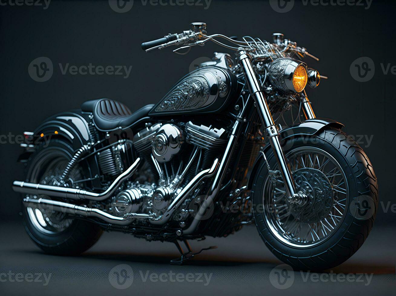 Conceptual design of A custom motorcycle isolated on various background photo