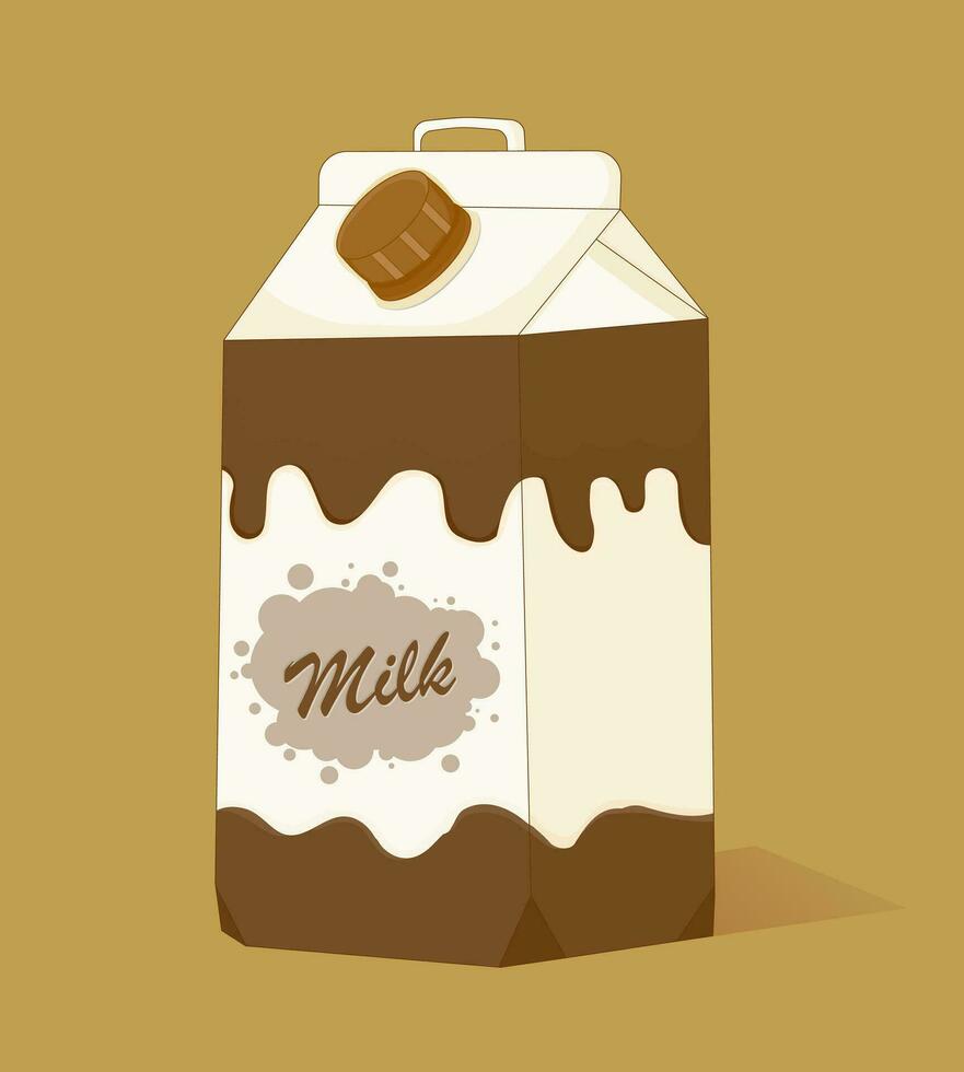illustration of chocolate milk in cardboard package isolated vector