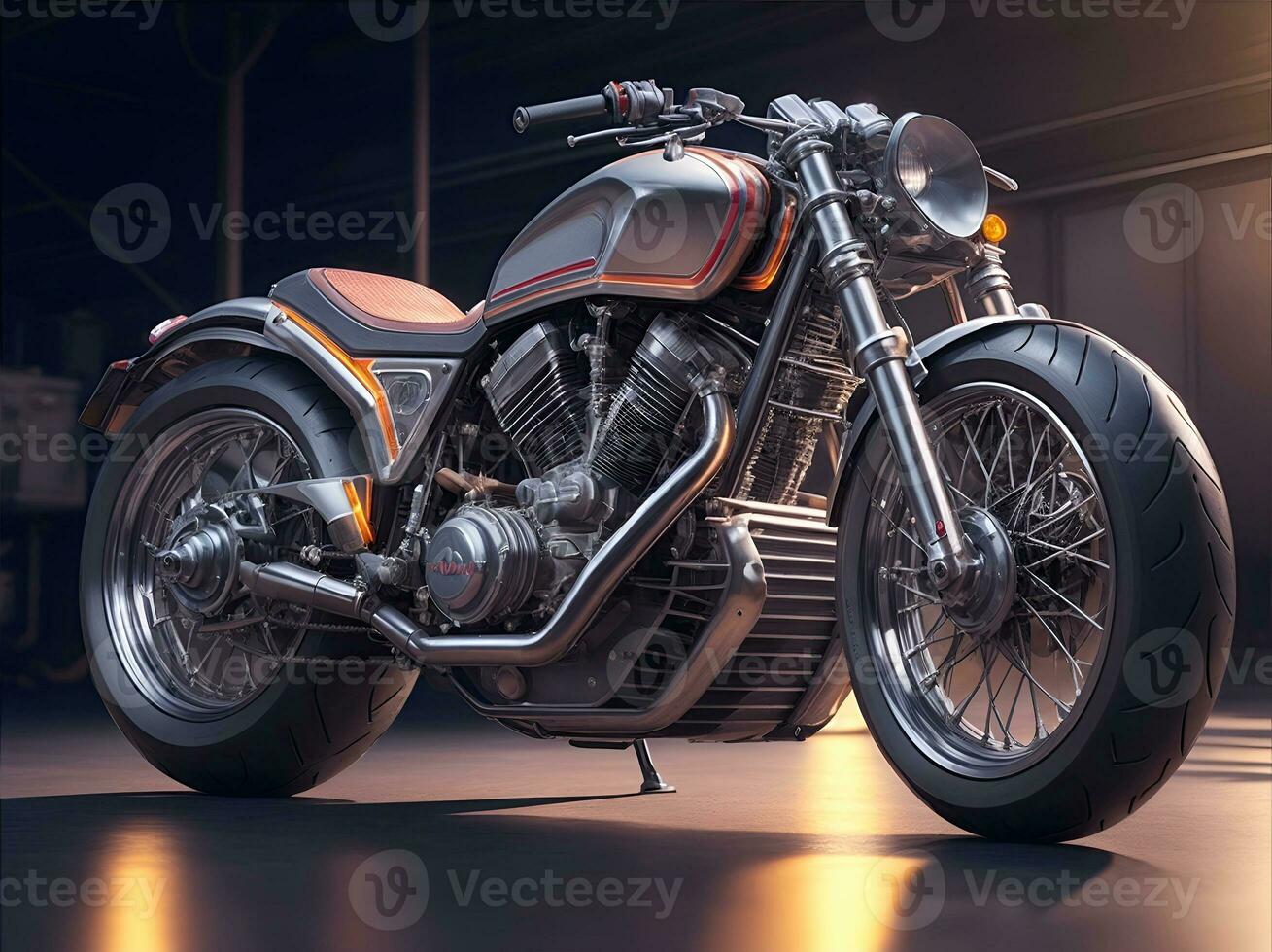 Conceptual design of A custom motorcycle isolated on various background photo