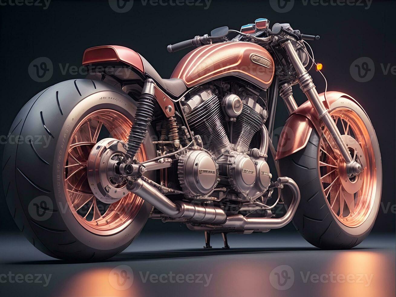 Conceptual design of A custom motorcycle isolated on various background photo