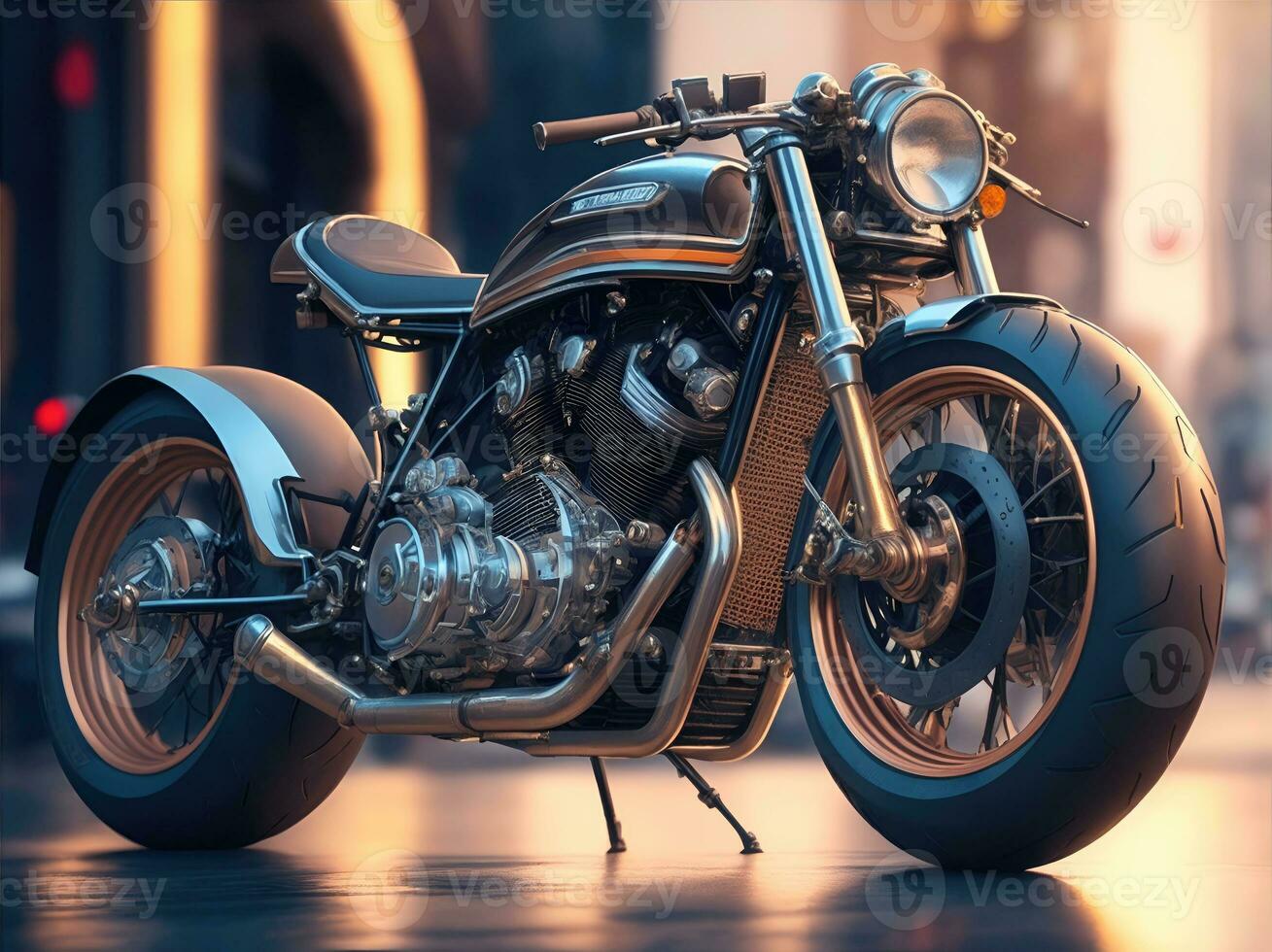 Conceptual design of A custom motorcycle isolated on various background photo