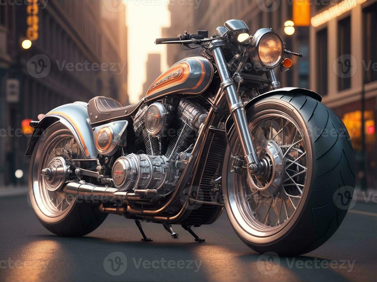 Conceptual design of A custom motorcycle isolated on various background photo