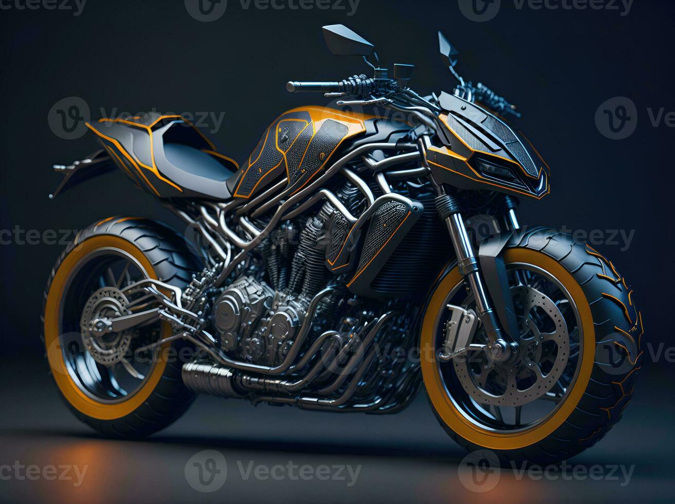 Conceptual design of A custom motorcycle isolated on various background photo