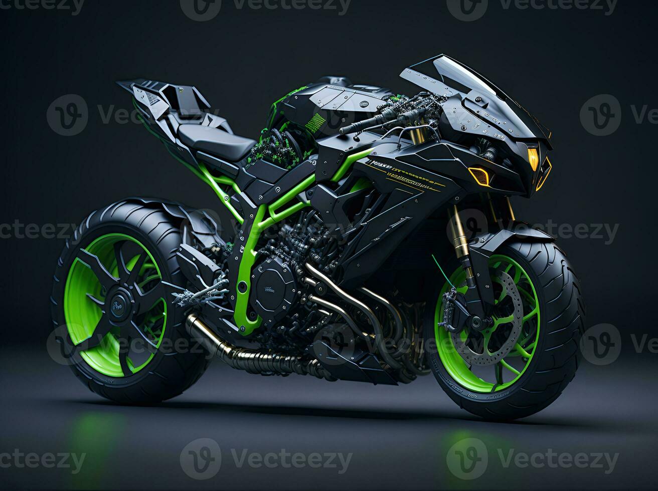 Conceptual design of A custom motorcycle isolated on various background photo