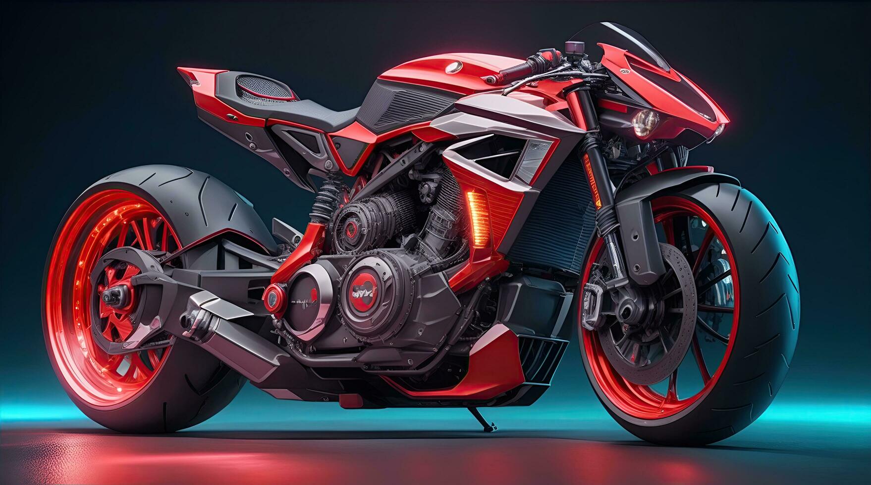 Conceptual design of A custom motorcycle isolated on various background photo