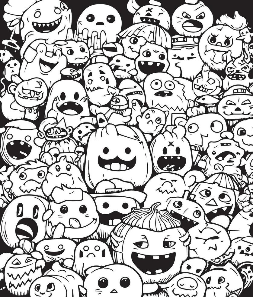 kawaii dark  halloween coloring vector