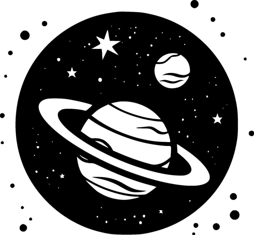 galaxia - negro y blanco aislado icono - vector ilustración