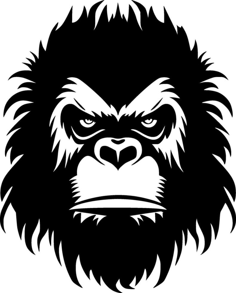 Gorilla, Black and White Vector illustration