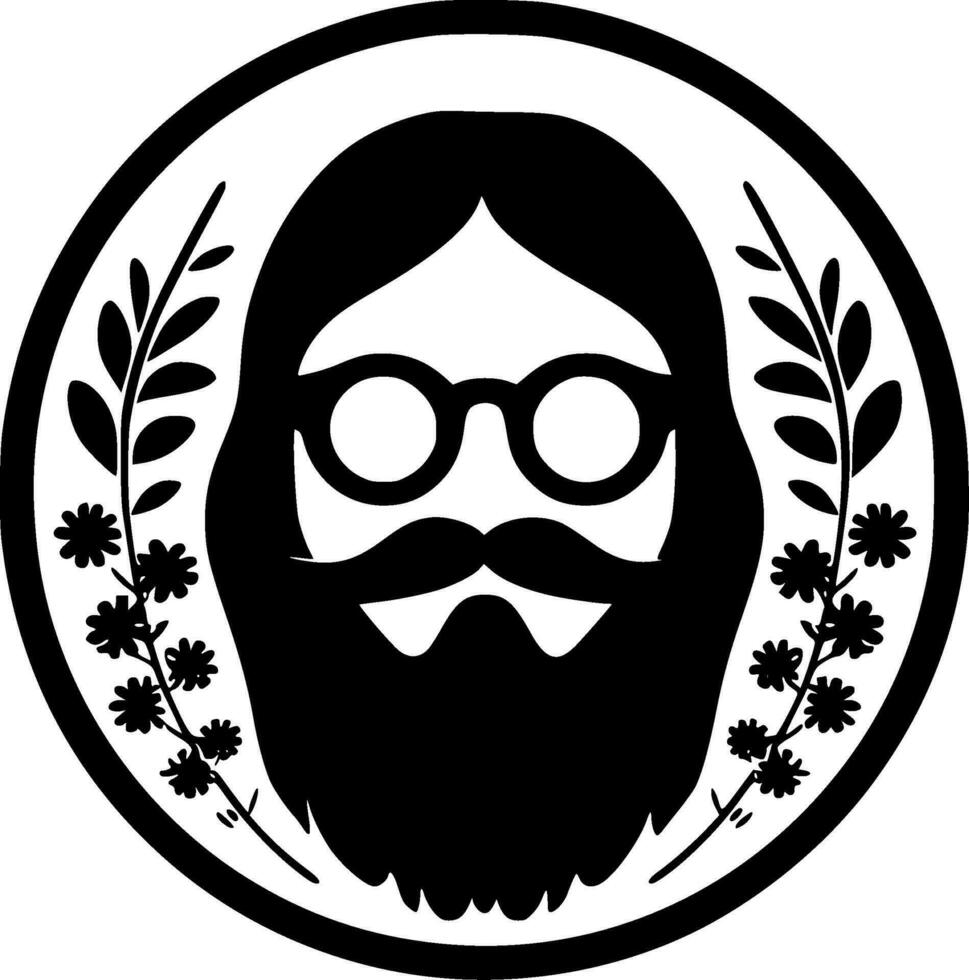 hippie, negro y blanco vector ilustración