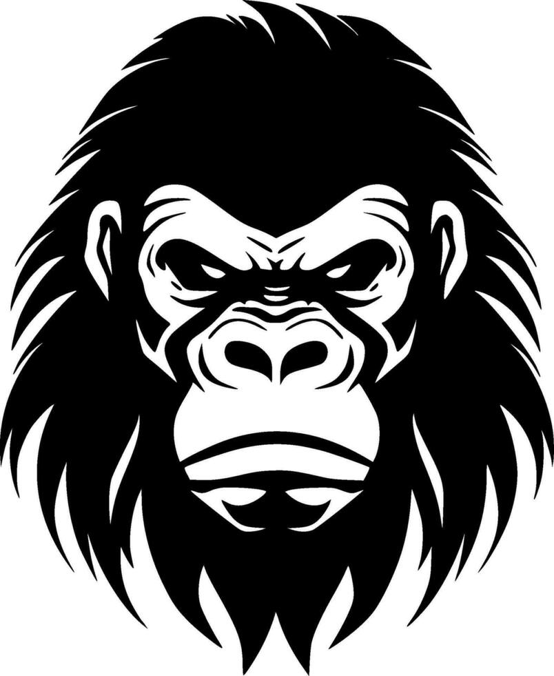 Gorilla - Black and White Isolated Icon - Vector illustration