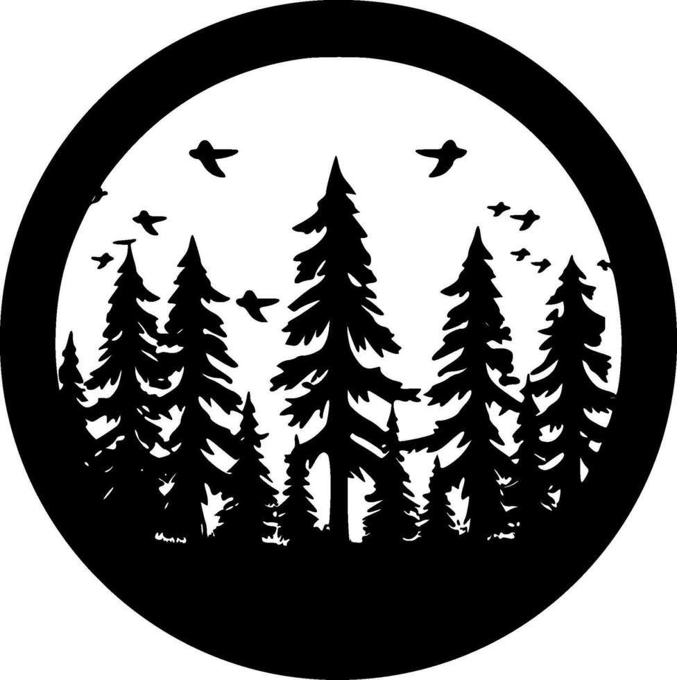 Forest, Minimalist and Simple Silhouette - Vector illustration