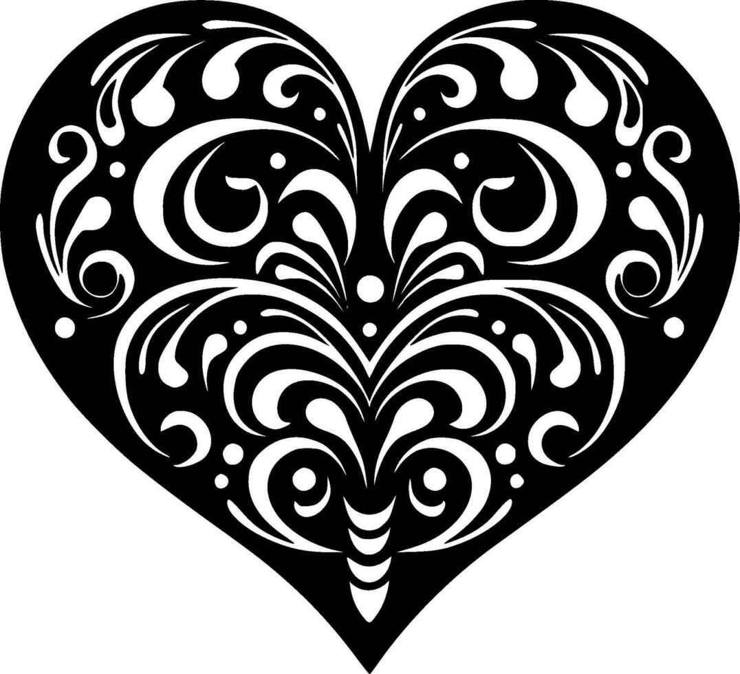 corazón - negro y blanco aislado icono - vector ilustración