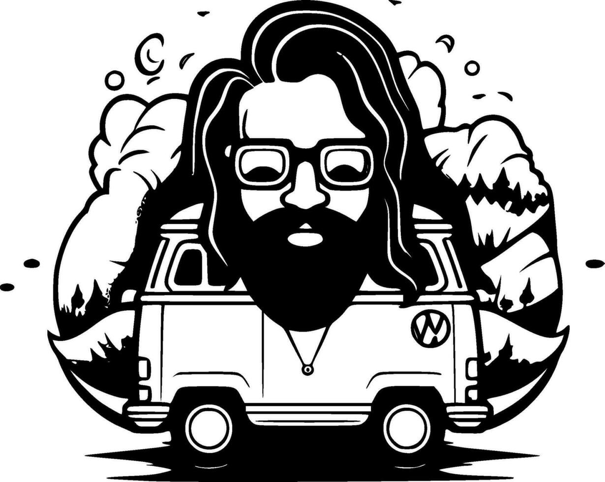 hippie - minimalista y plano logo - vector ilustración