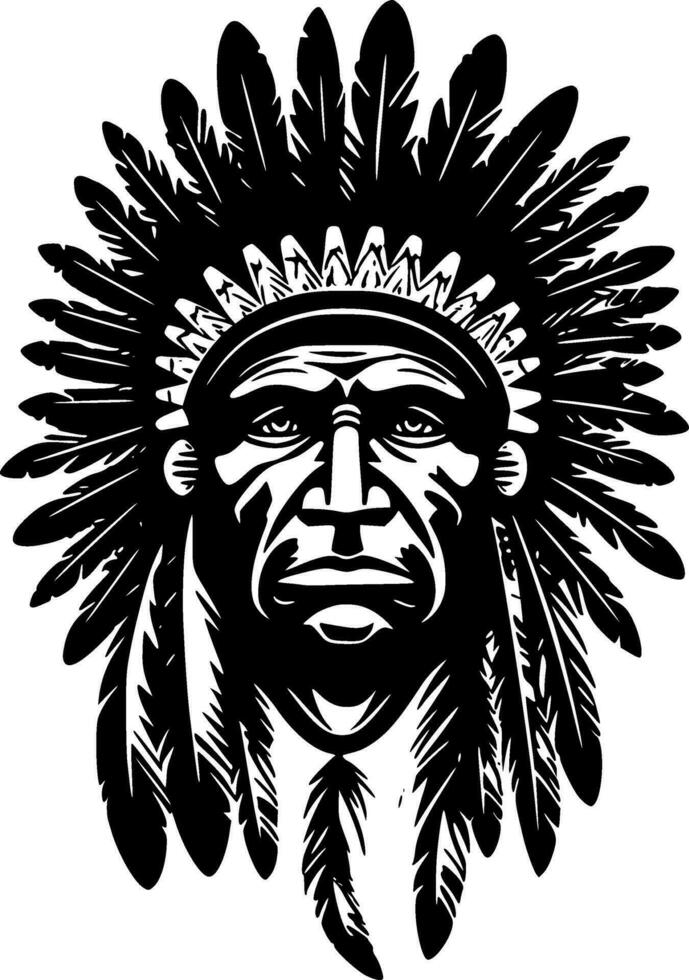 Indian Chief - Minimalist and Flat Logo - Vector illustration