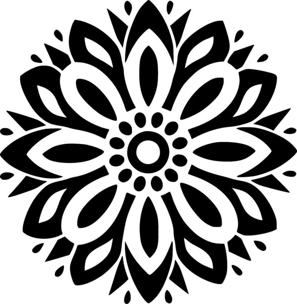 Flower - Black and White Isolated Icon - Vector illustration