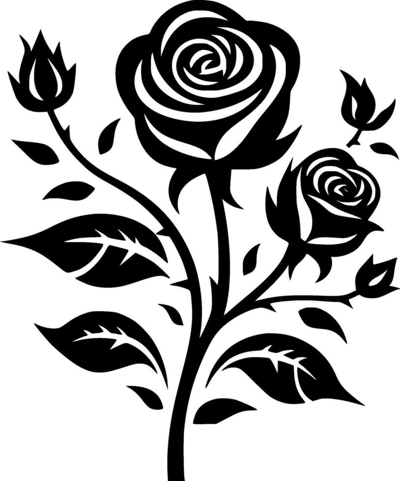 Flowers, Black and White Vector illustration