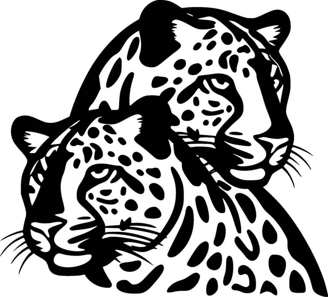 leopardo - negro y blanco aislado icono - vector ilustración