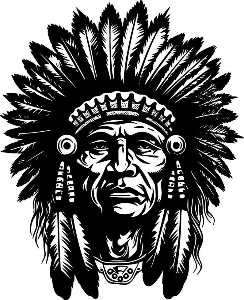 Indian Chief - High Quality Vector Logo - Vector illustration ideal for T-shirt graphic