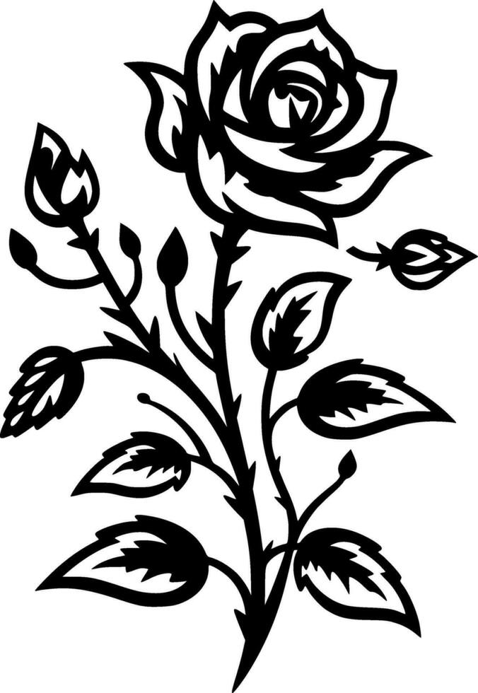 Flowers, Black and White Vector illustration