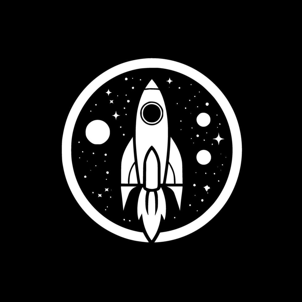 Rocket, Black and White Vector illustration