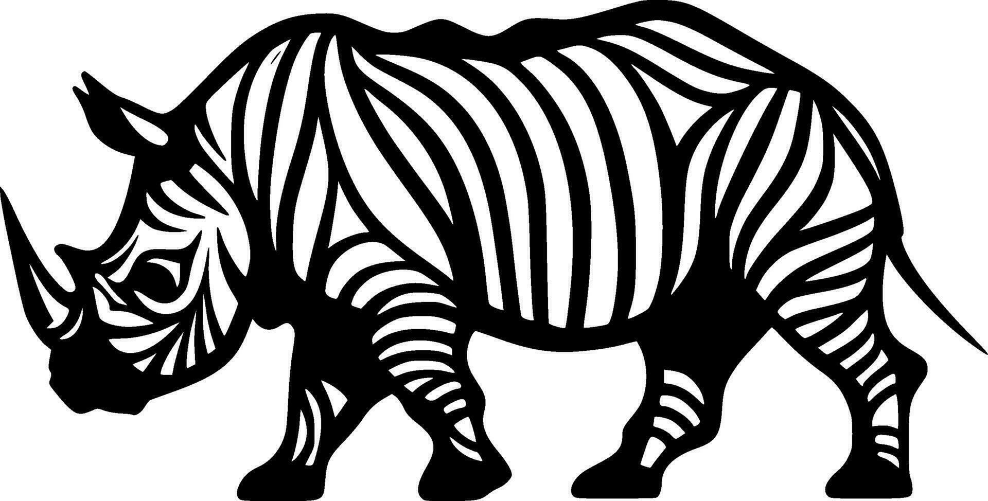 Rhinoceros - Black and White Isolated Icon - Vector illustration
