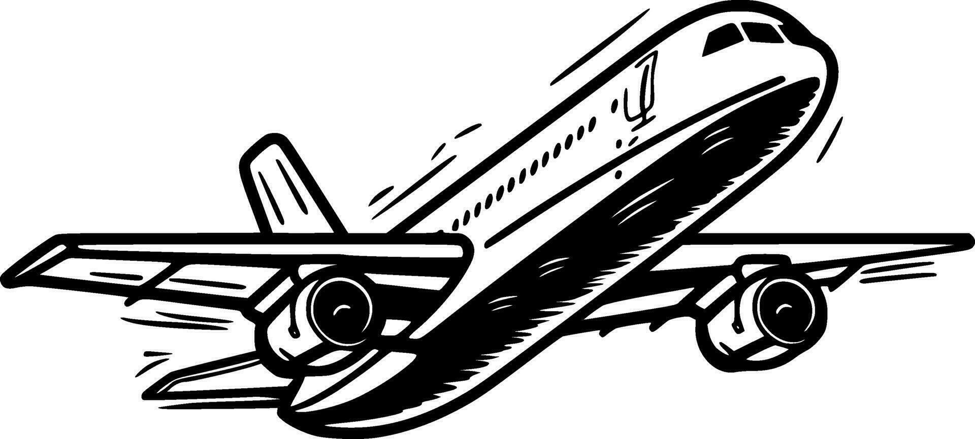 avión, negro y blanco vector ilustración