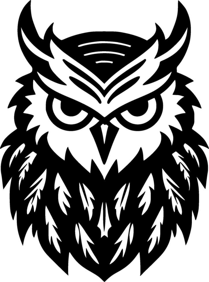 Owl, Black and White Vector illustration