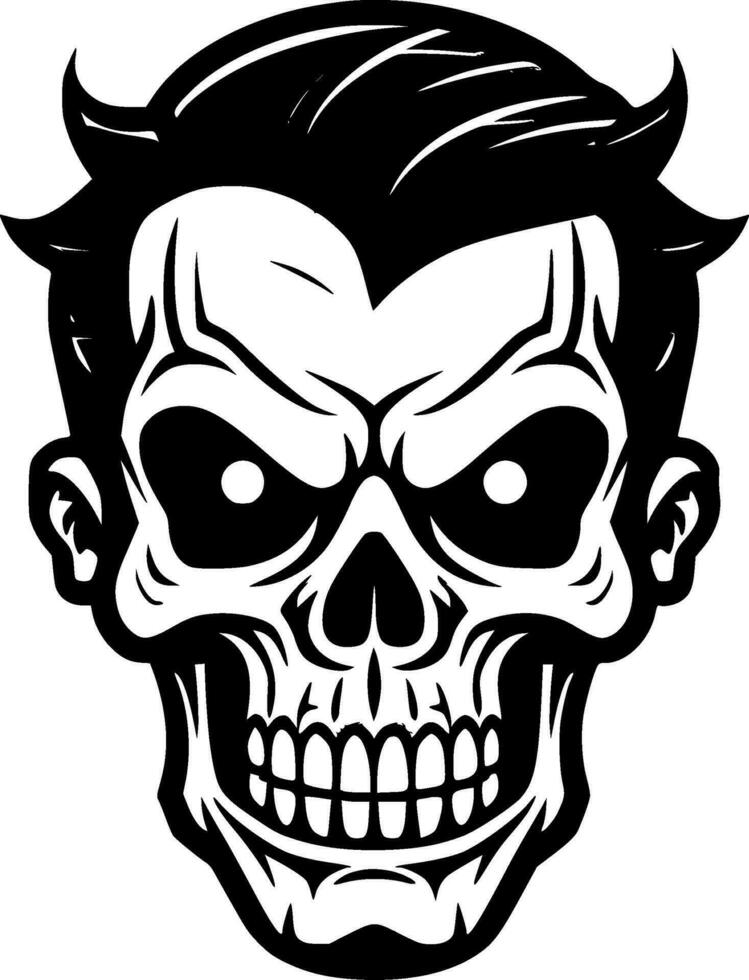 Skull, Black and White Vector illustration