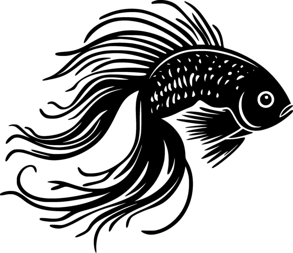 pescado - negro y blanco aislado icono - vector ilustración