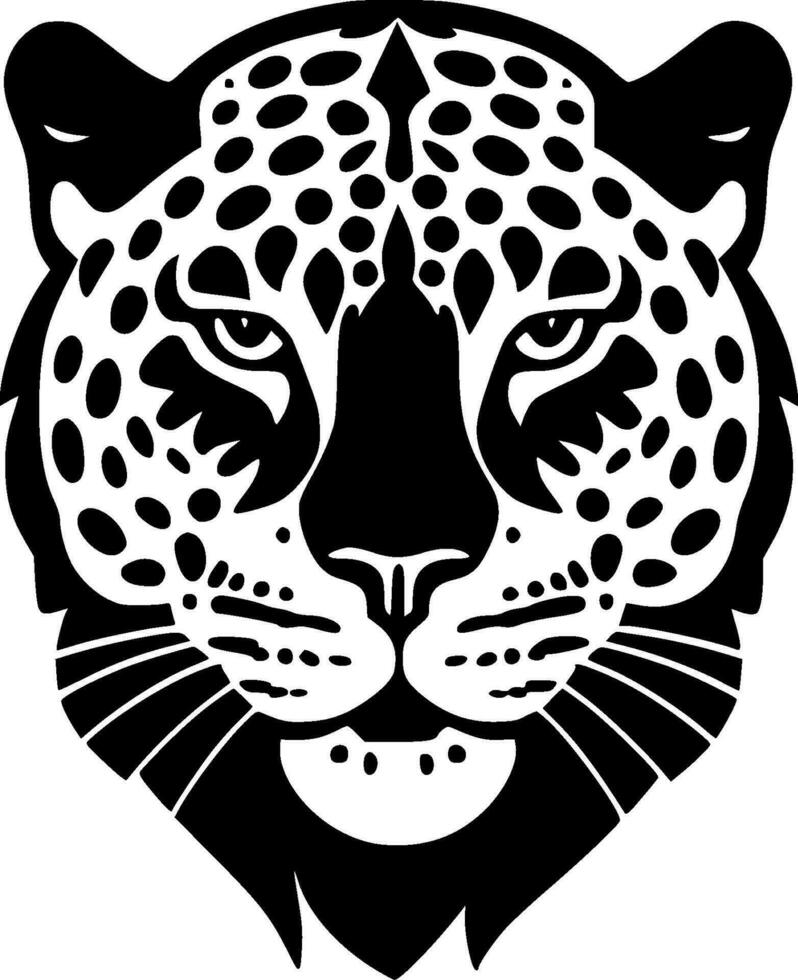 leopardo - negro y blanco aislado icono - vector ilustración