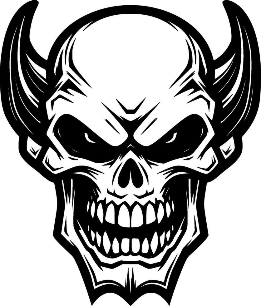 Skull, Black and White Vector illustration