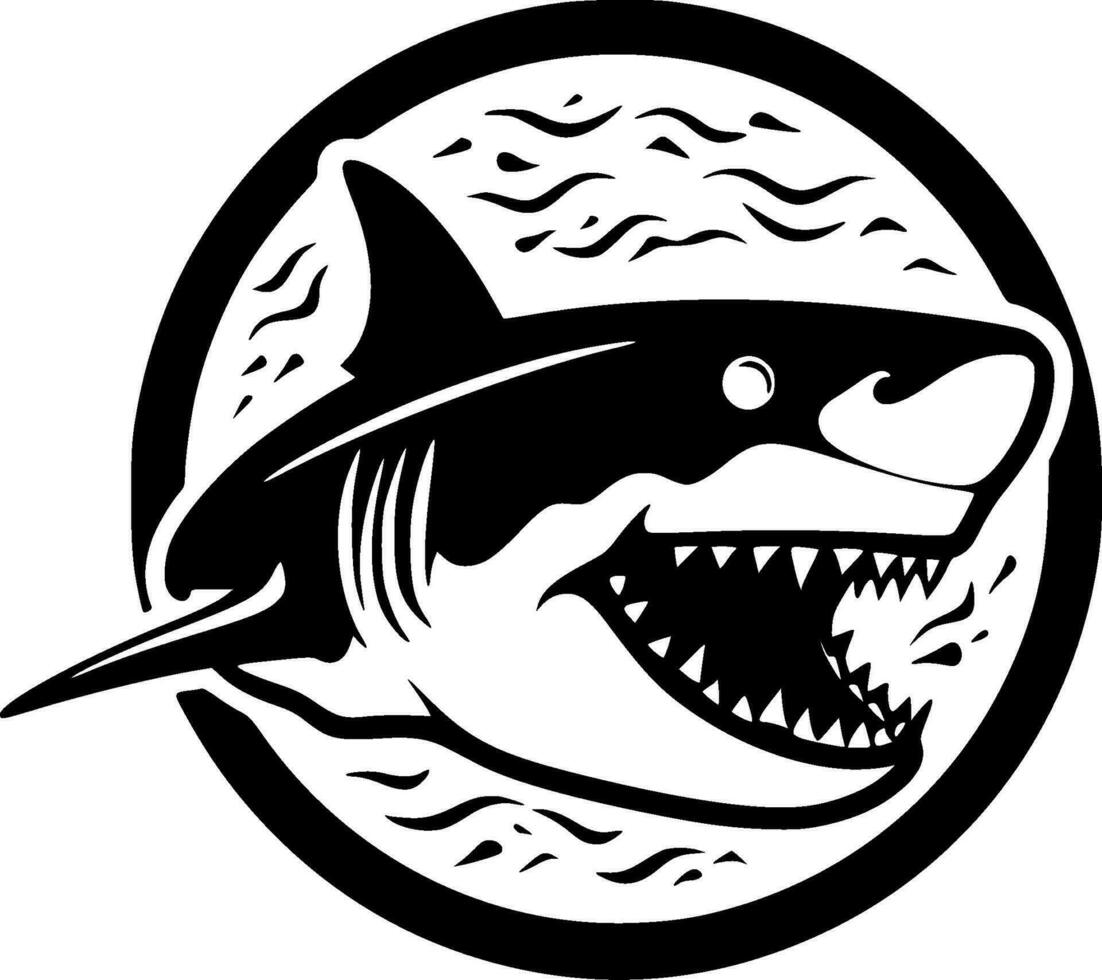 Shark, Black and White Vector illustration