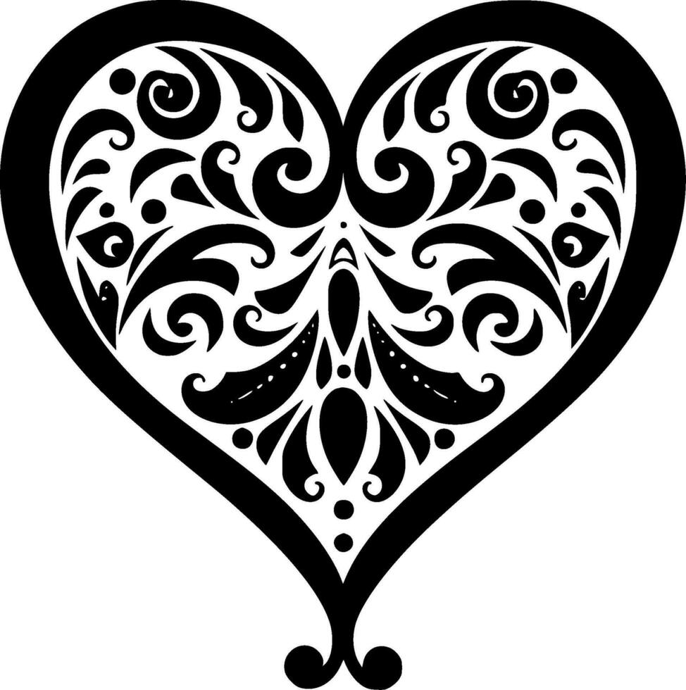 Open Heart, Black and White Vector illustration