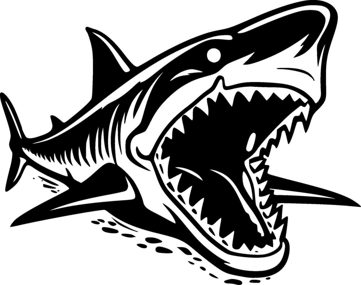 Shark - Black and White Isolated Icon - Vector illustration