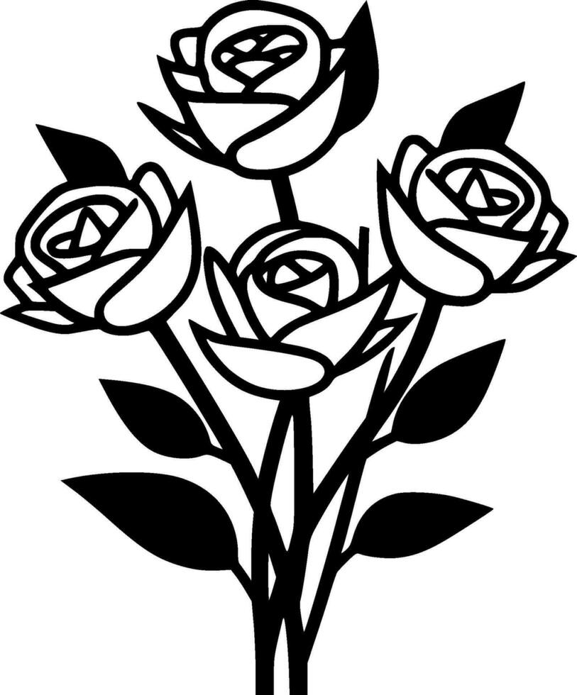 Roses, Minimalist and Simple Silhouette - Vector illustration