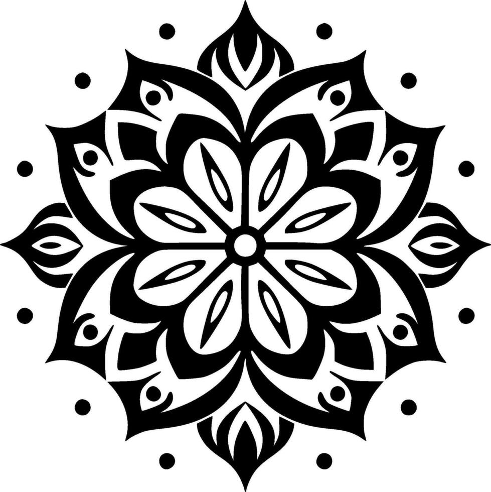 Mandala - Black and White Isolated Icon - Vector illustration