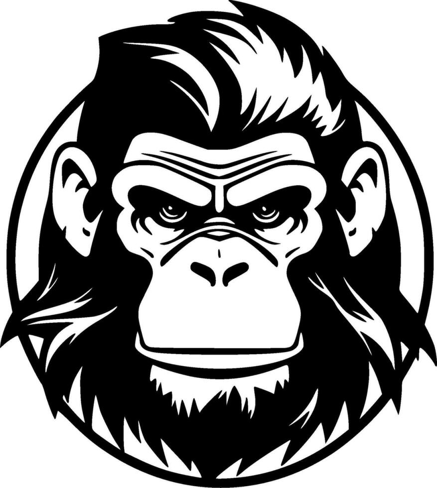 Monkey - Black and White Isolated Icon - Vector illustration
