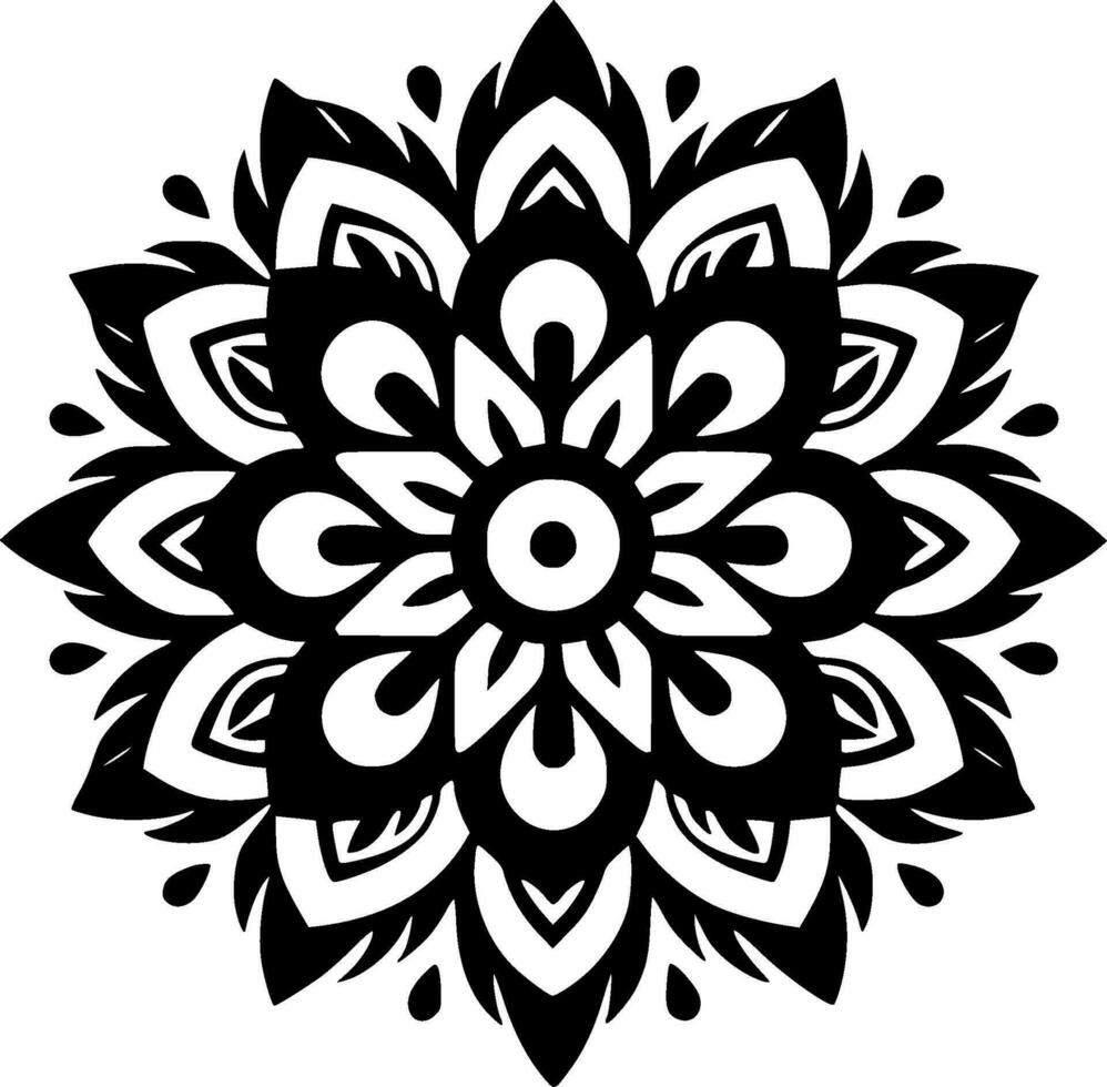 Mandala, Black and White Vector illustration