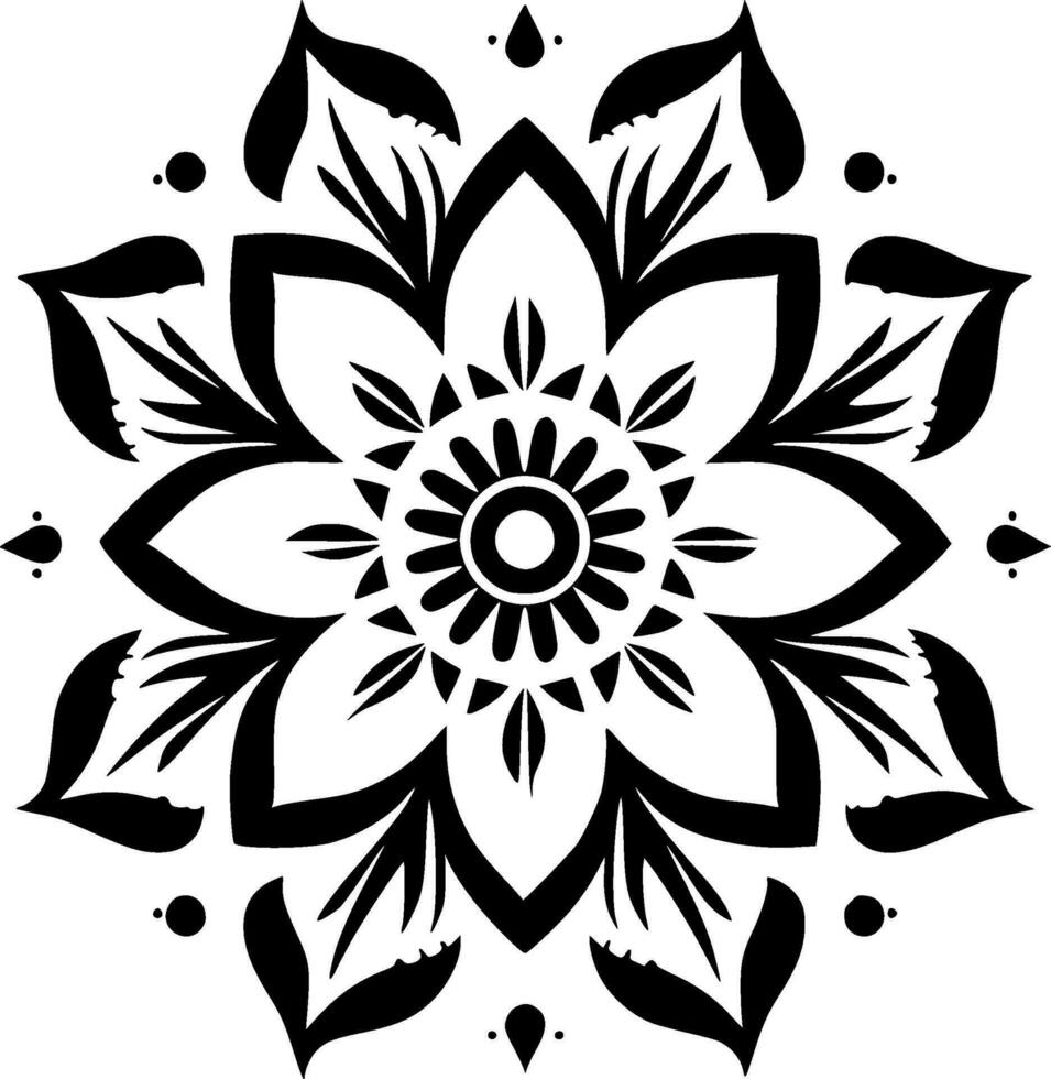 mandala - negro y blanco aislado icono - vector ilustración