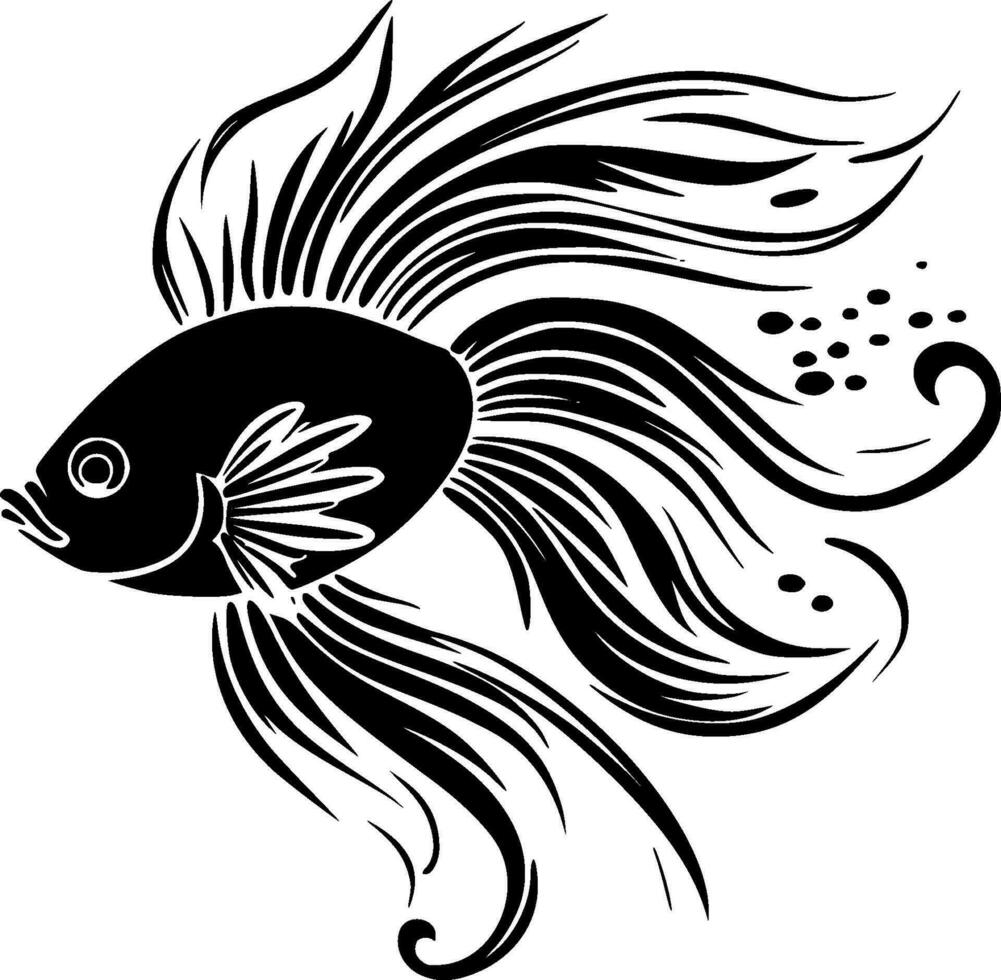 Fish - Black and White Isolated Icon - Vector illustration
