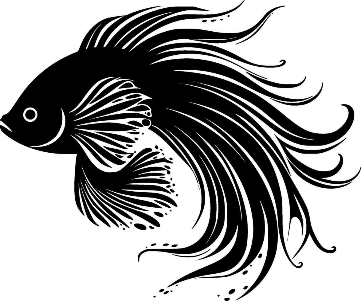 Fish - Black and White Isolated Icon - Vector illustration